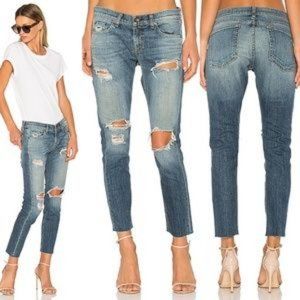 rag & bone Blue Cropped Distressed Jeans